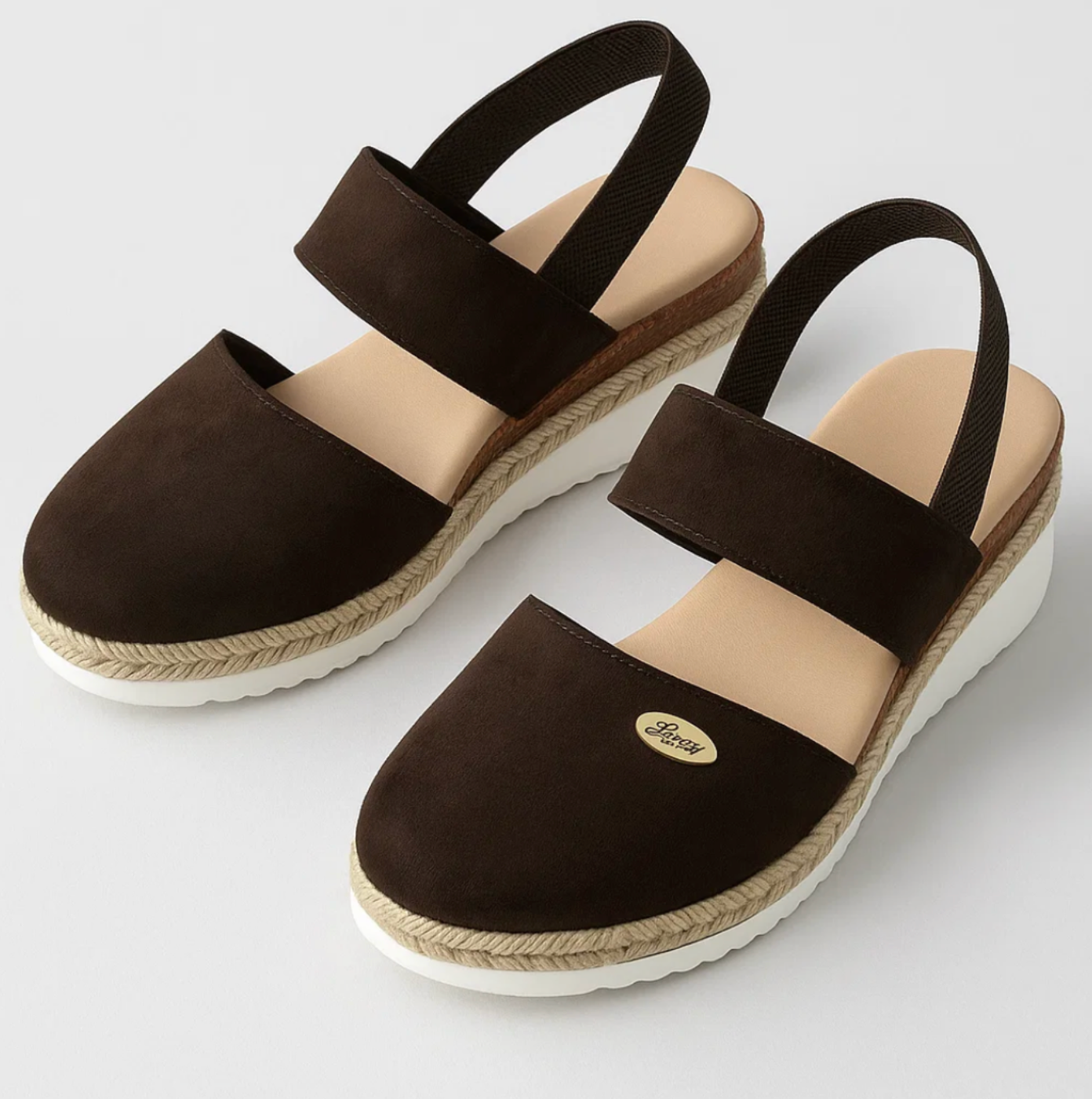 Elira | Wedge sandals with elastic straps and contrast sole