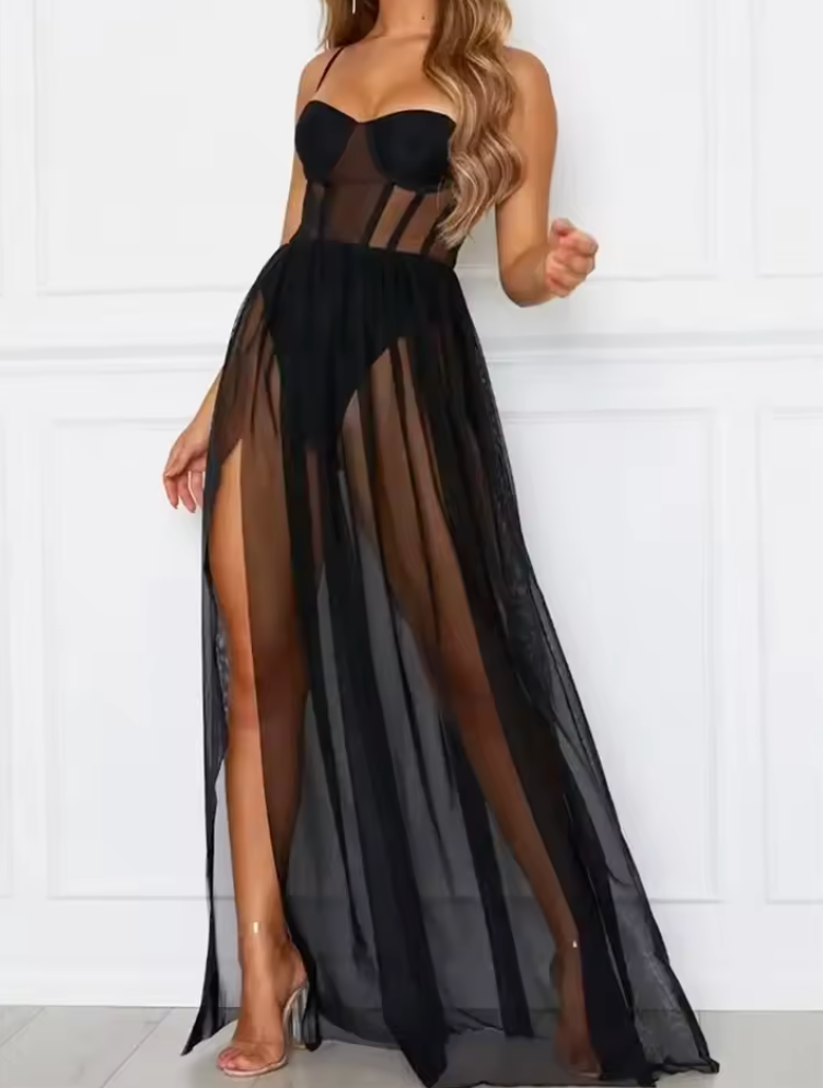 Marlowe | Sheer strapless maxi dress