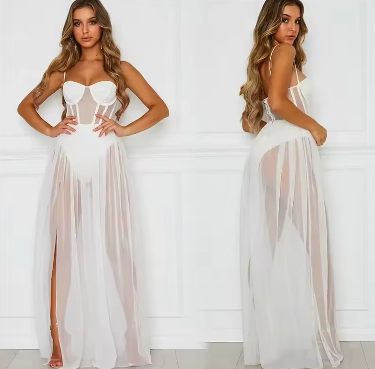 Marlowe | Sheer strapless maxi dress