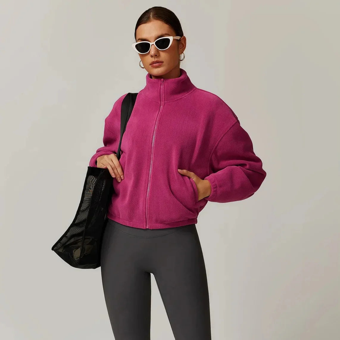 Belan | Women’s fleece jacket with stand collar and full-zip closure