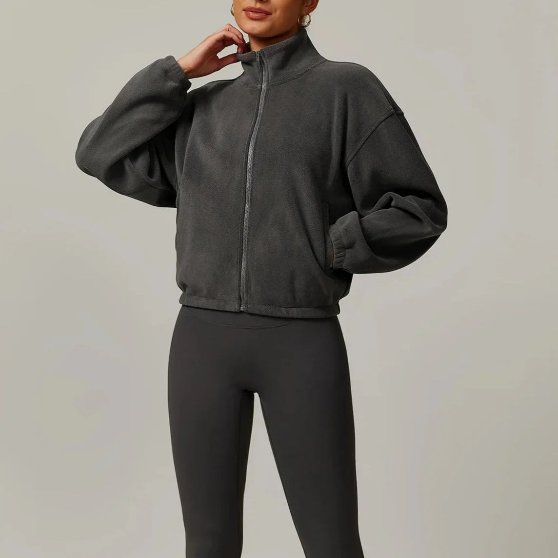 Belan | Women’s fleece jacket with stand collar and full-zip closure