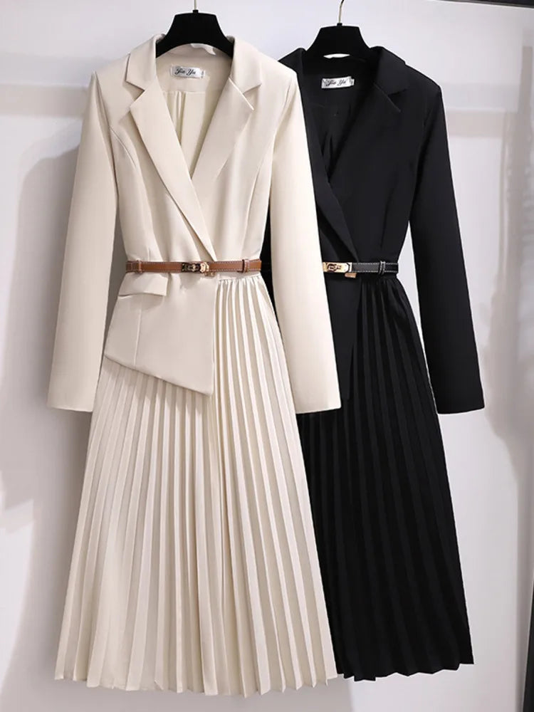 Rory | Pleated belted blazer dress