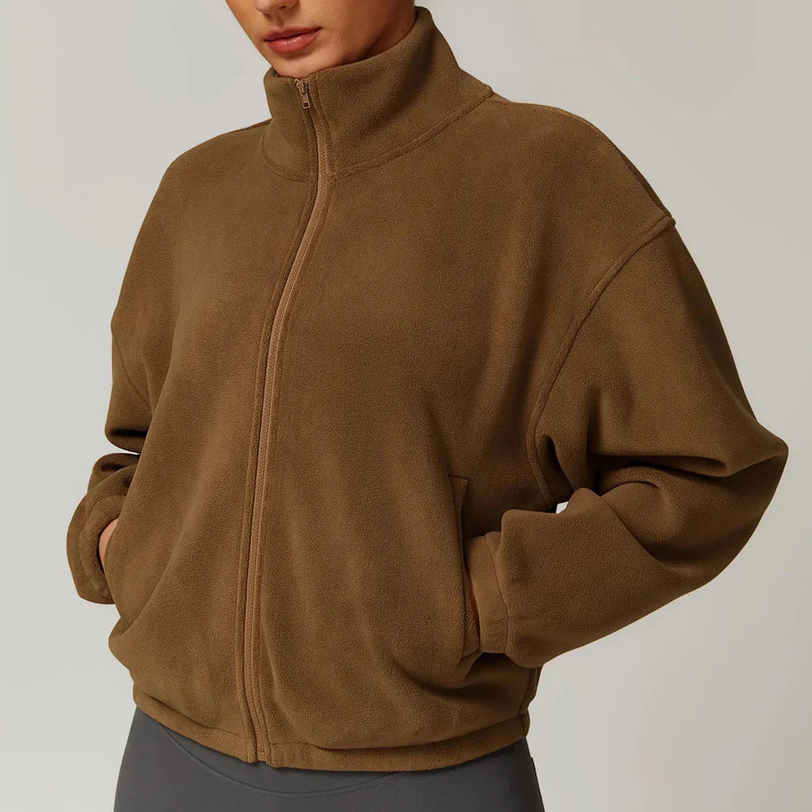 Belan | Women’s fleece jacket with stand collar and full-zip closure