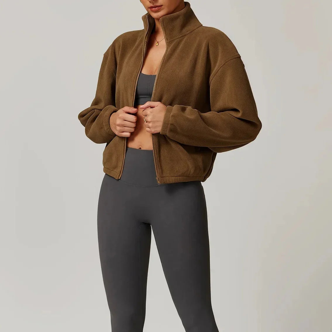 Belan | Women’s fleece jacket with stand collar and full-zip closure