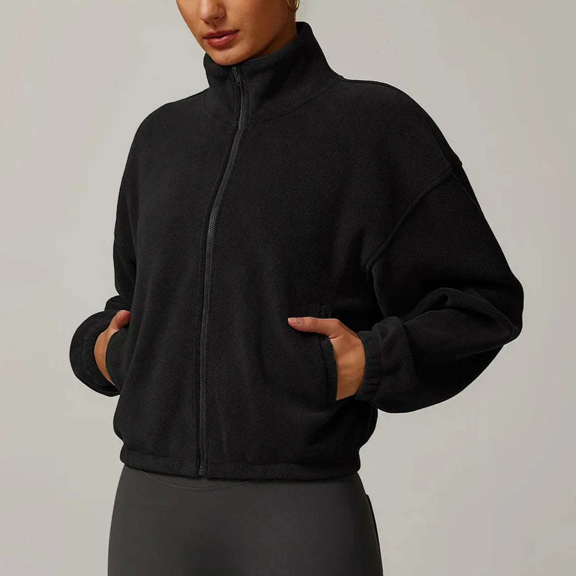 Belan | Women’s fleece jacket with stand collar and full-zip closure
