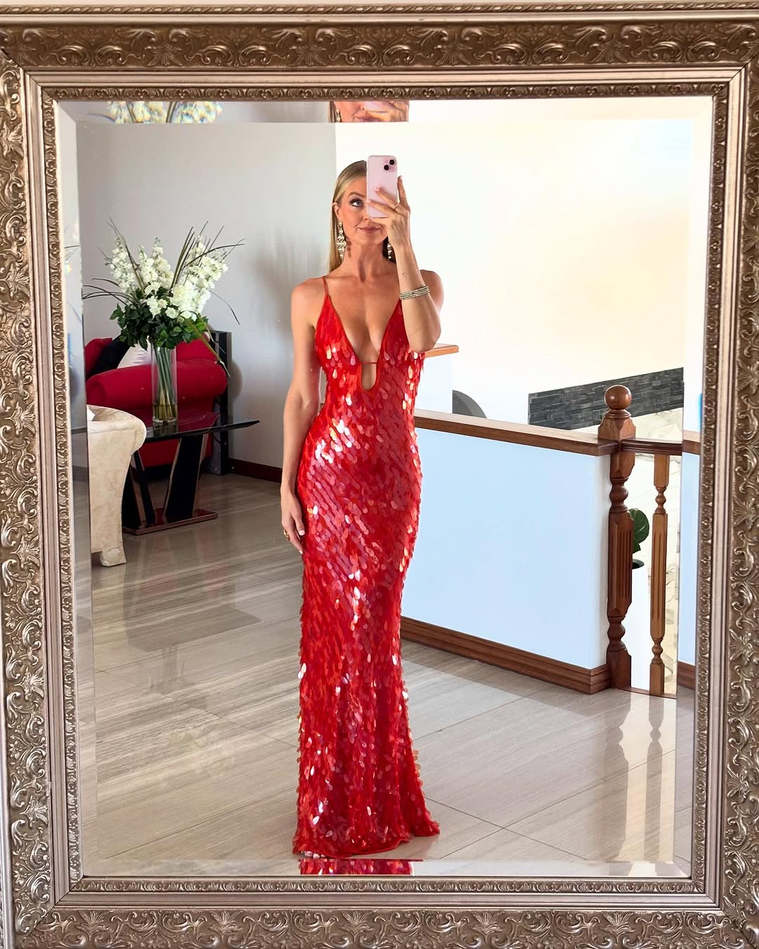 Maya | Women’s sequin maxi dress with mermaid silhouette and v-neckline