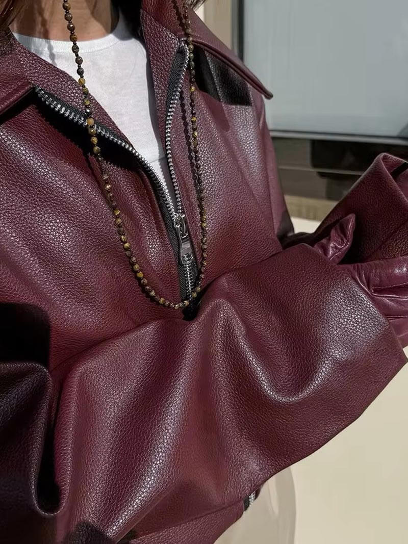 Soumaya | Women’s wine zipper jacket with tailored fit and versatile style