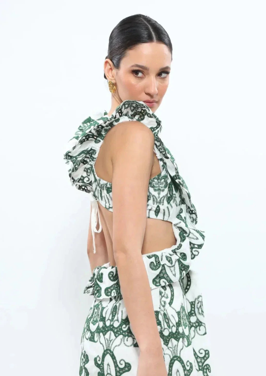 Eden | Women’s ruffled trims maxi dress with open back