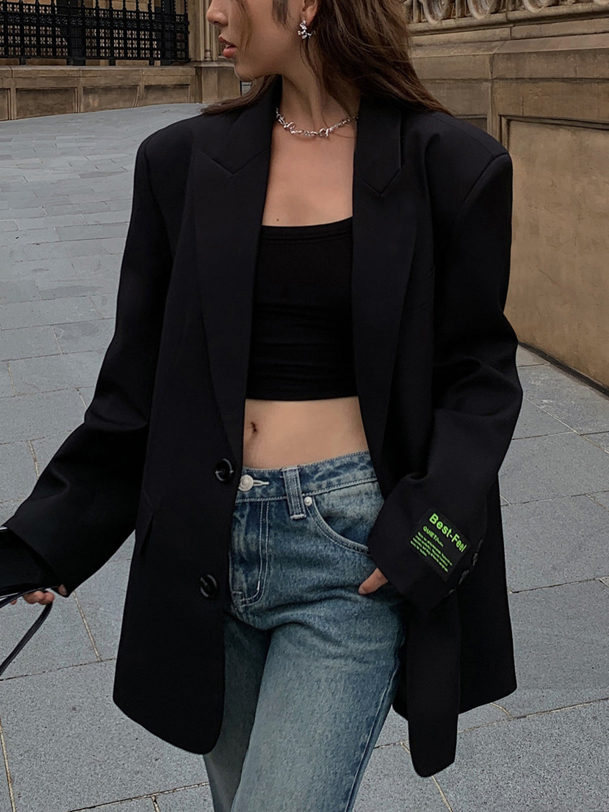Jenna | Oversized blazer coat with notched lapel and buttons