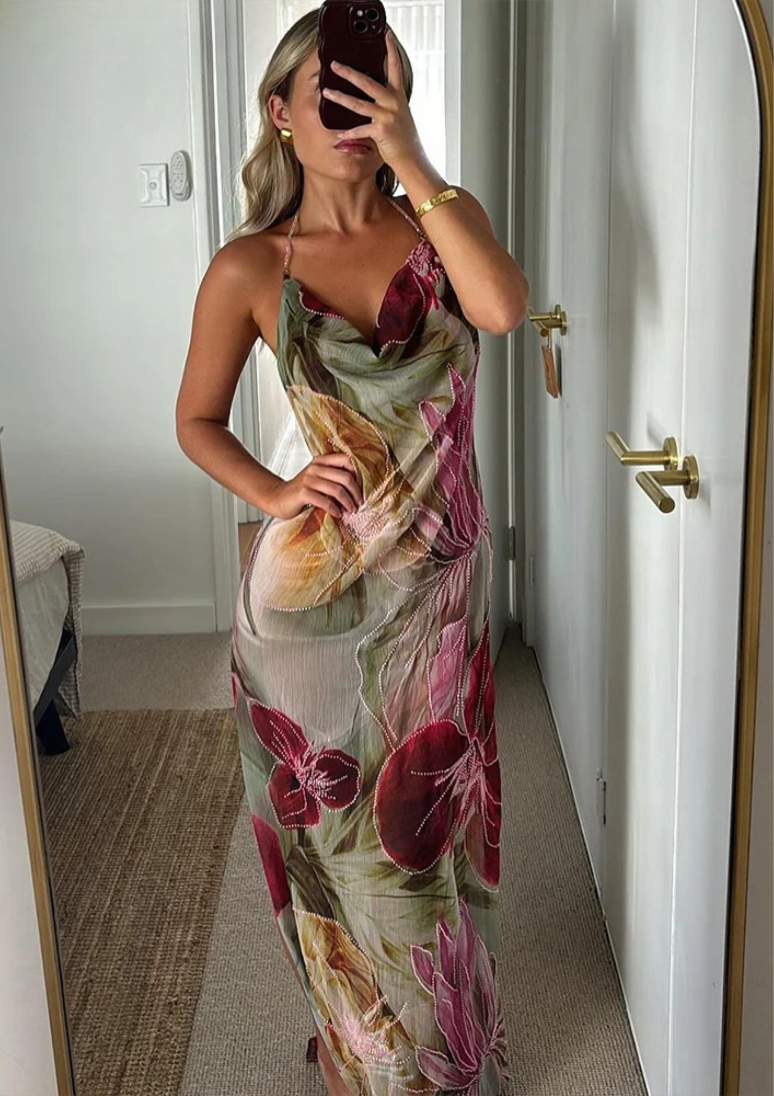 Lindy | Women’s summer dress with flowing drape and cowl neckline