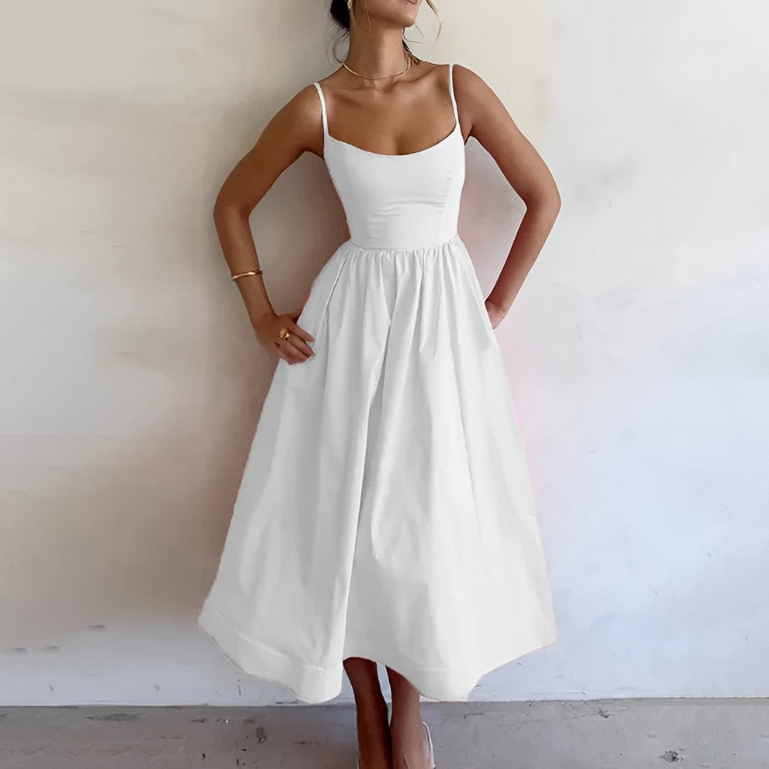 Marie | Women’s summer dress with spaghetti straps and ruched detailing