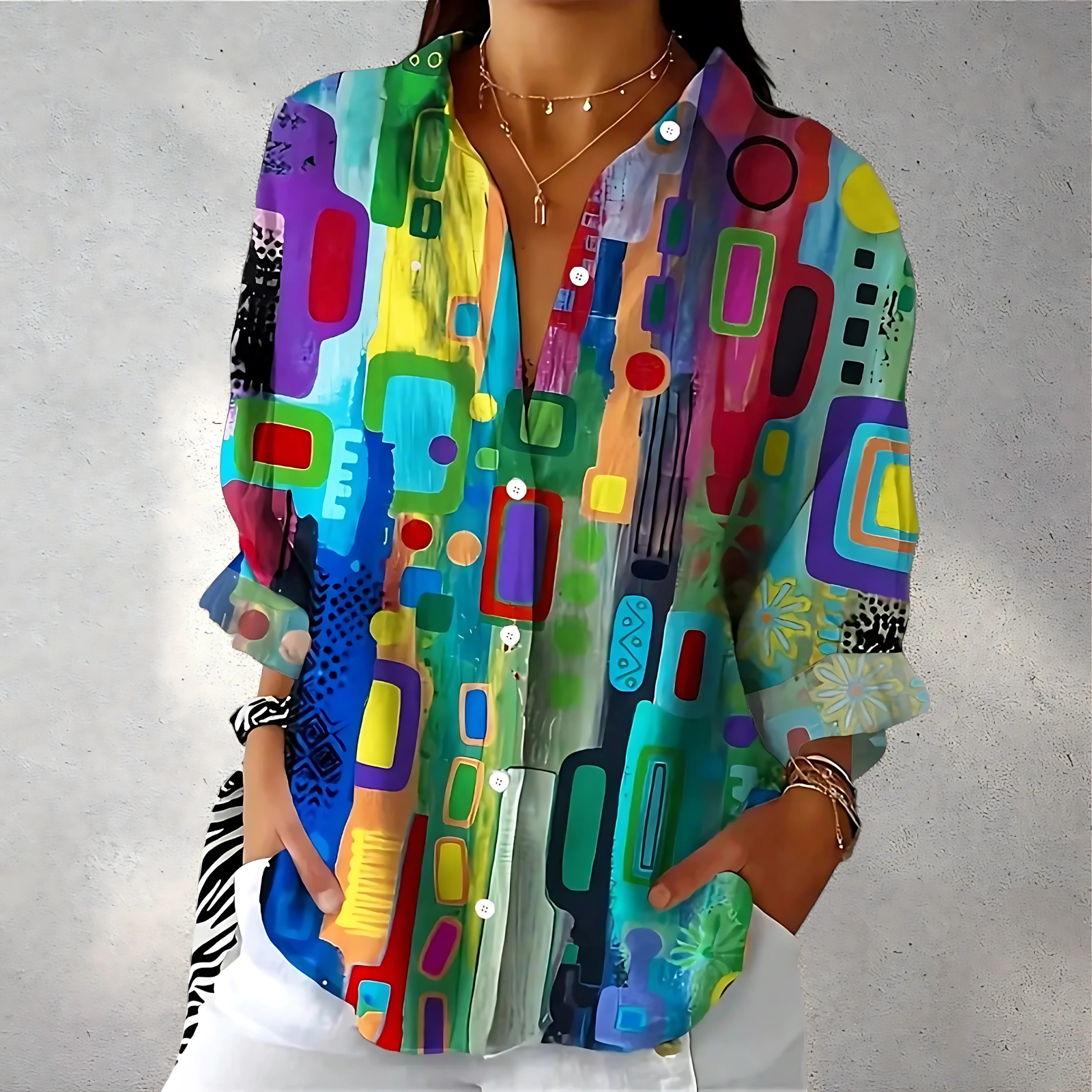 Maiva | Women’s blouse with abstract print and loose shape