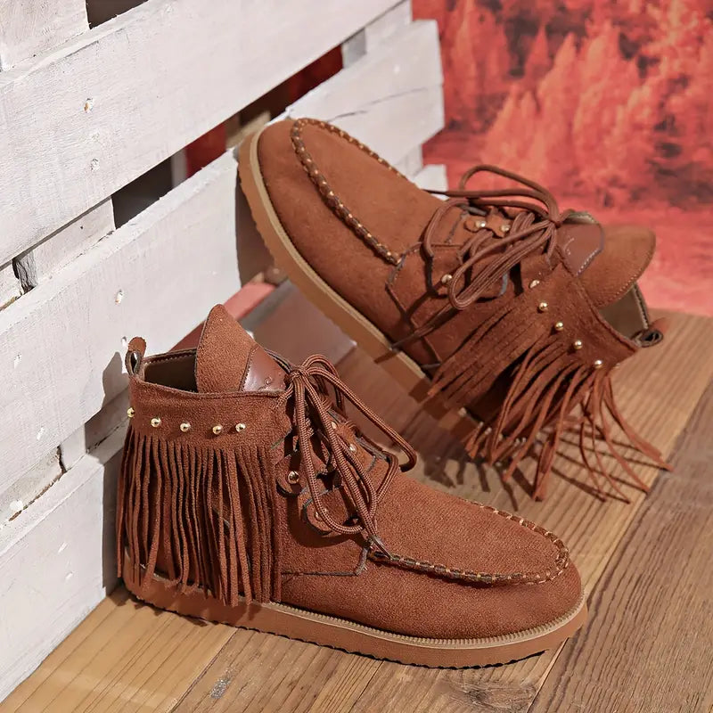 Alba | Casual lace-up tassel boots