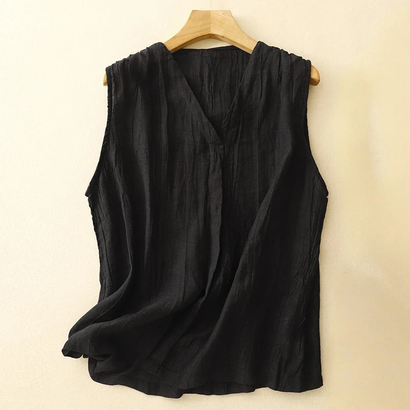 Sabrina | Women’s sleeveless asymmetrical linen blouse