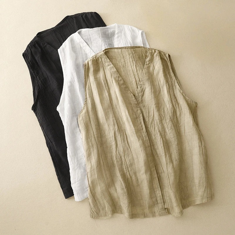 Sabrina | Women’s sleeveless asymmetrical linen blouse