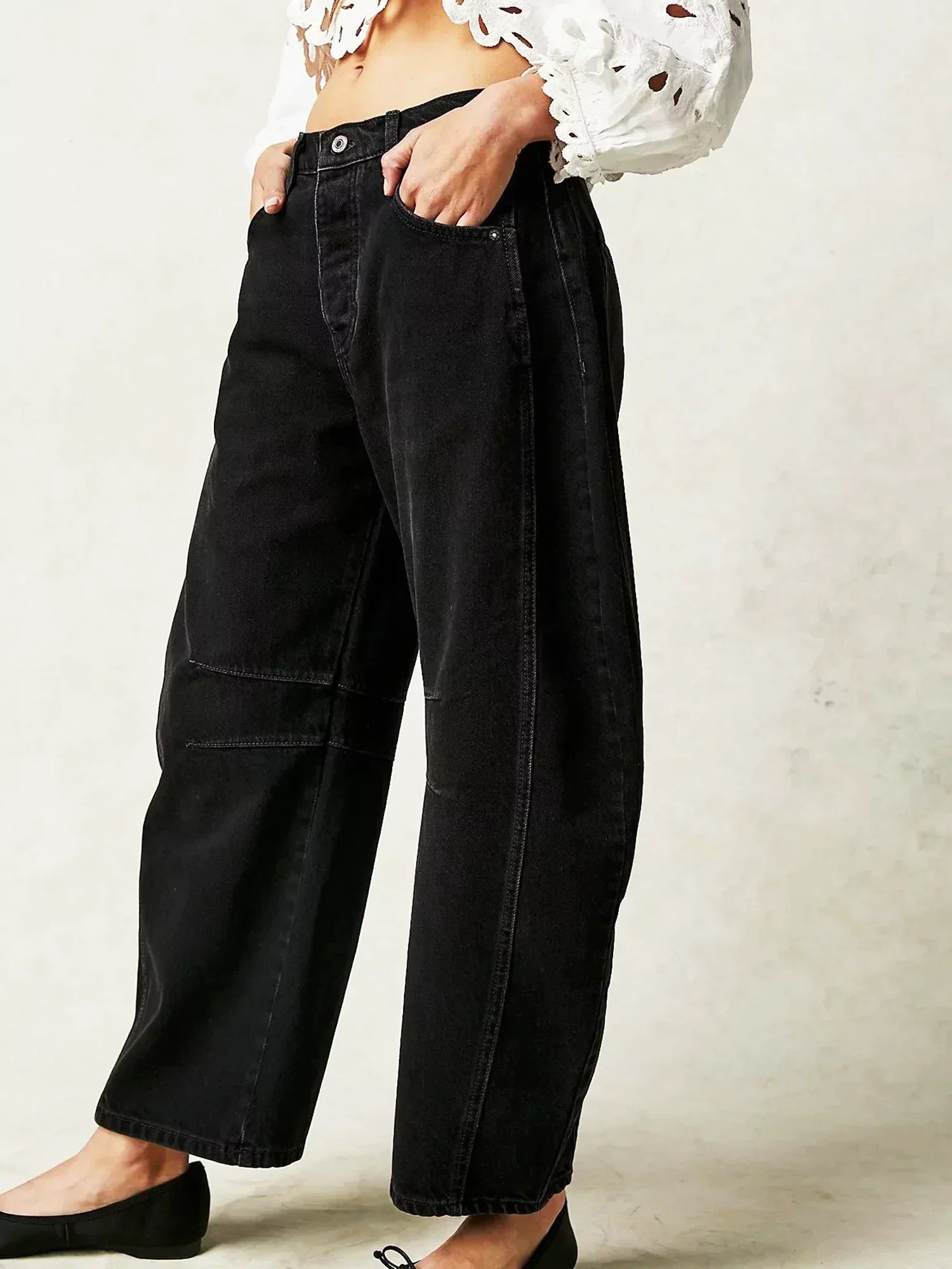 Leilani | Baggy print barrel jeans