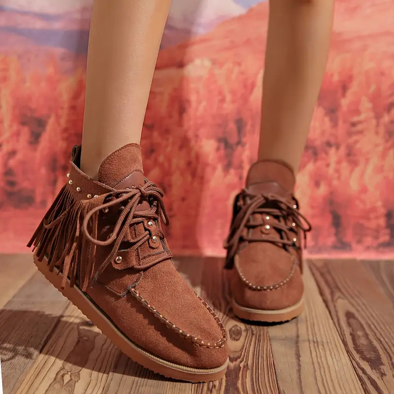Alba | Casual lace-up tassel boots