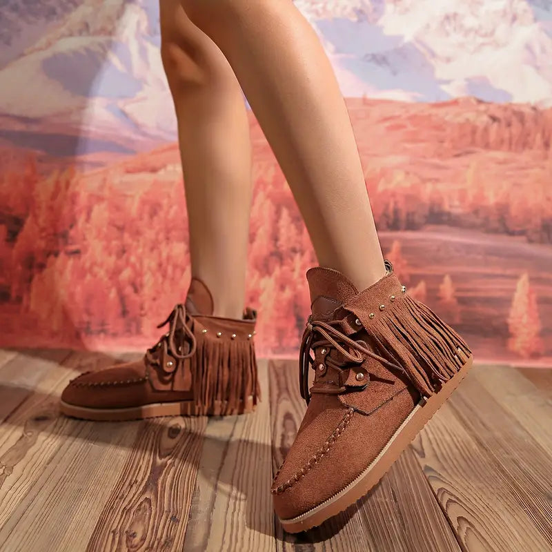 Alba | Casual lace-up tassel boots