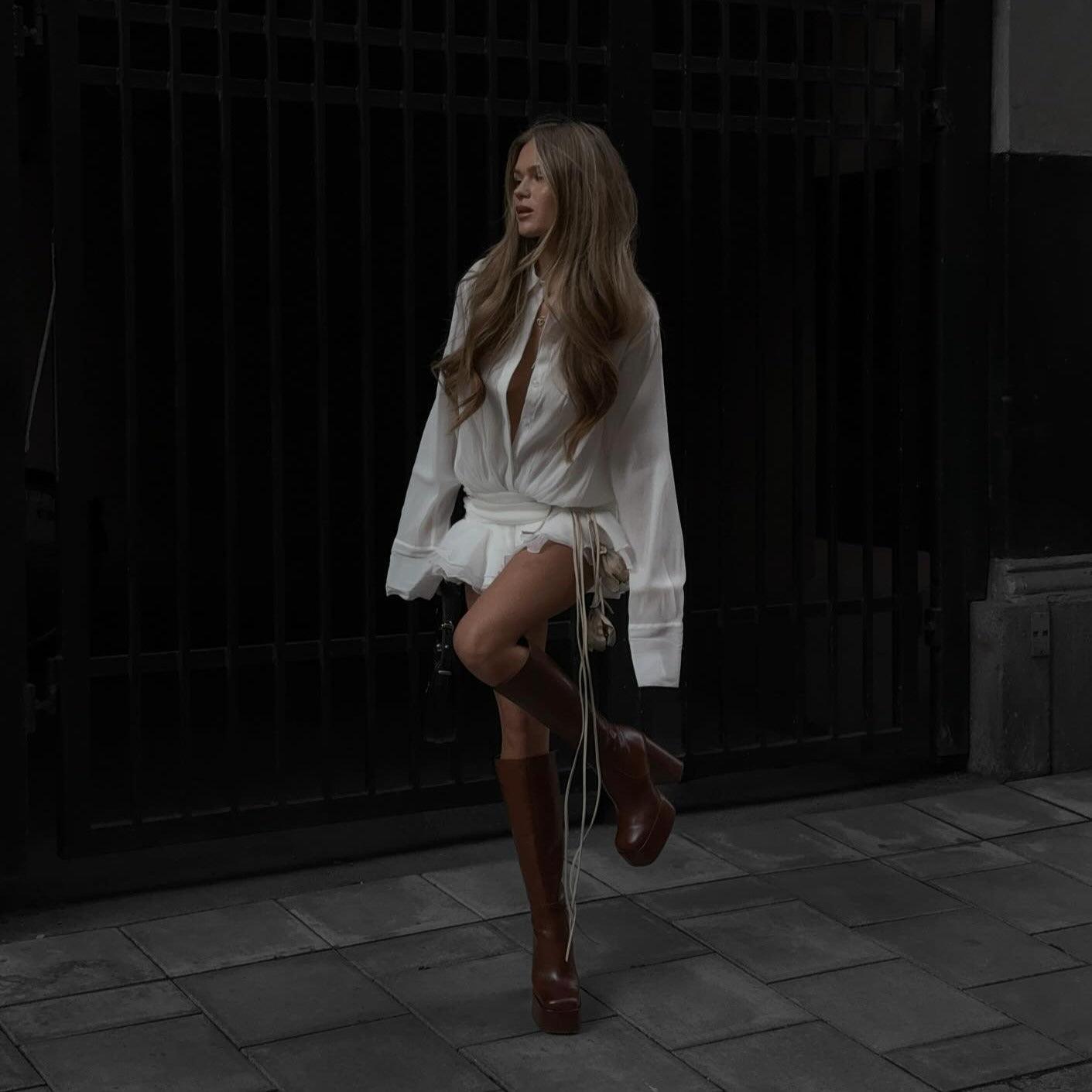 Leni | Women’s pleated mini dress with structured silhouette