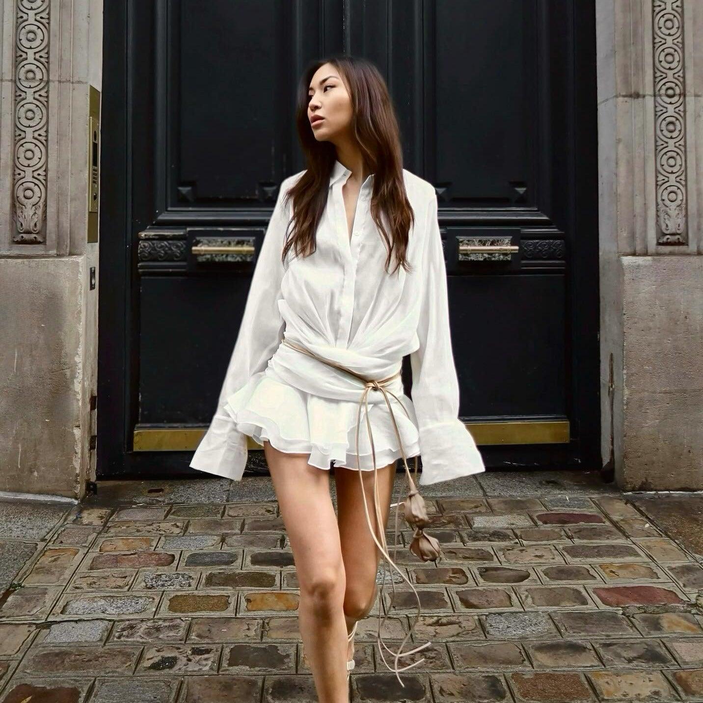 Leni | Women’s pleated mini dress with structured silhouette