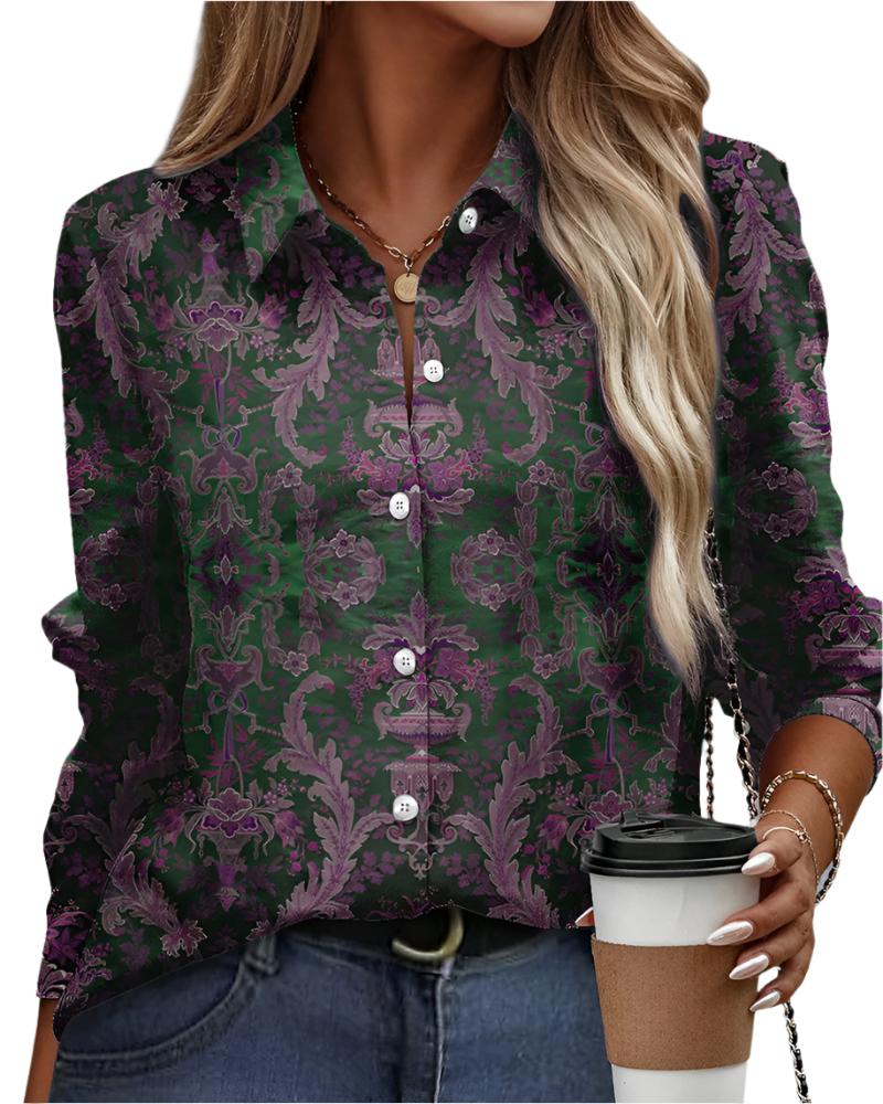 Maelis | Women’s polo blouse with abstract print and straight fit
