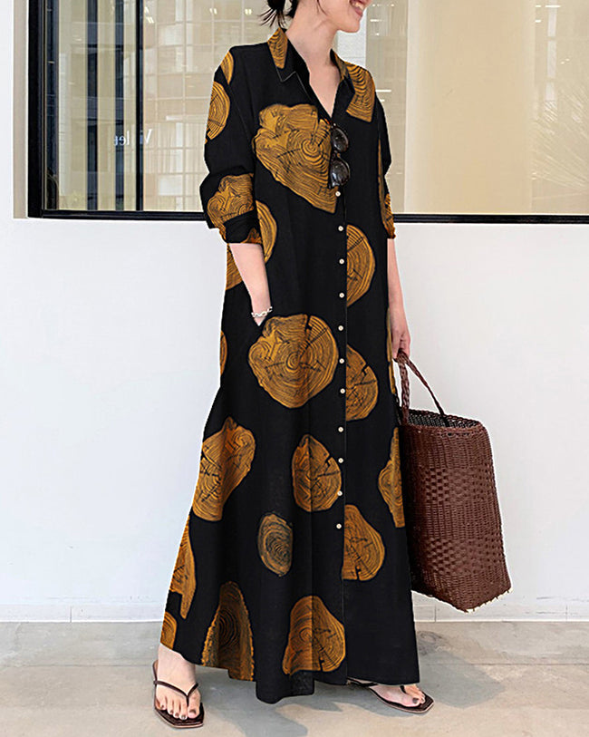 Alex | Women’s maxi dress with long sleeves and color-contrast detail