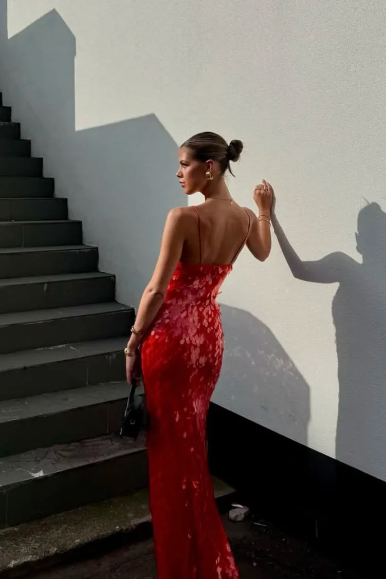 Maya | Women’s sequin maxi dress with mermaid silhouette and v-neckline