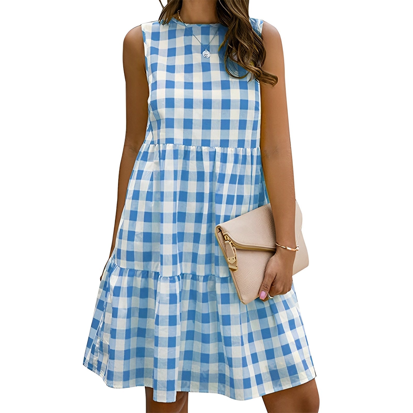 Zoey | Women’s summer dress with vichy check pattern and flared skirt