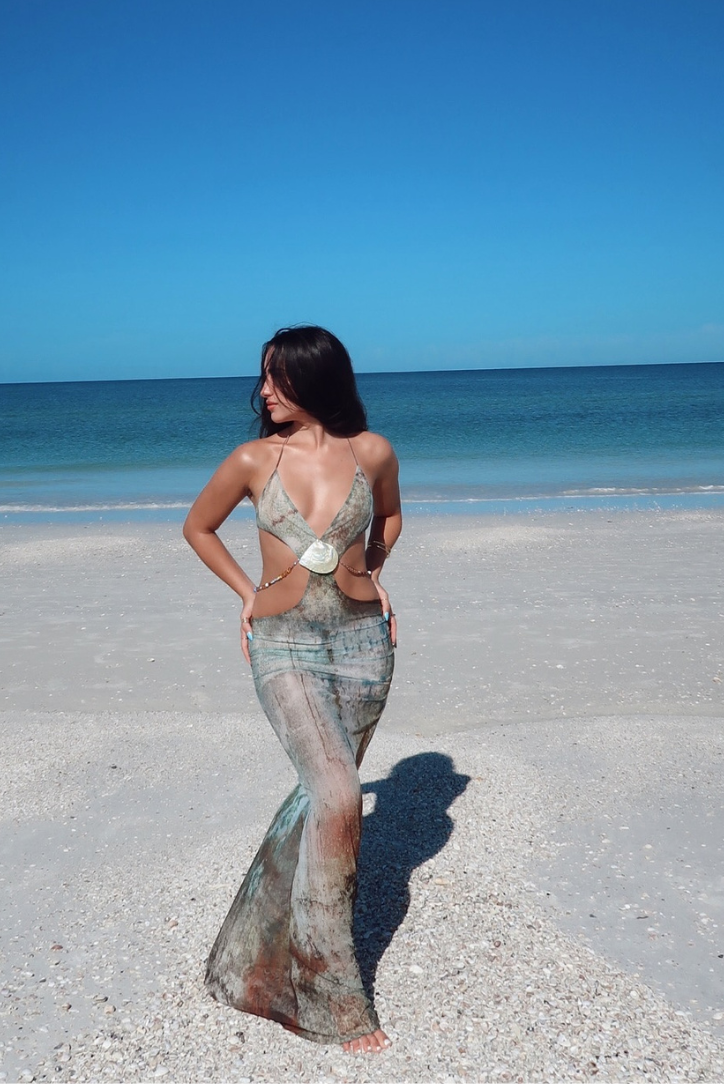 Rica | Women’s shell waist cut-outs maxi dress