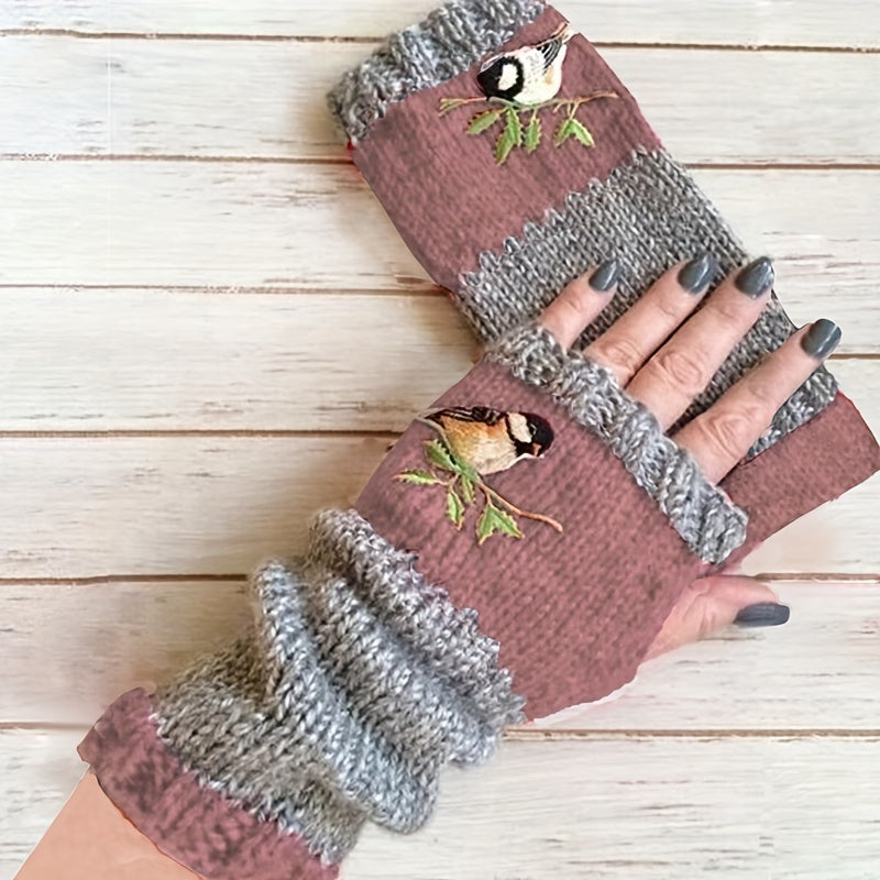 Avery | Fingerless gloves with delicate embroidery