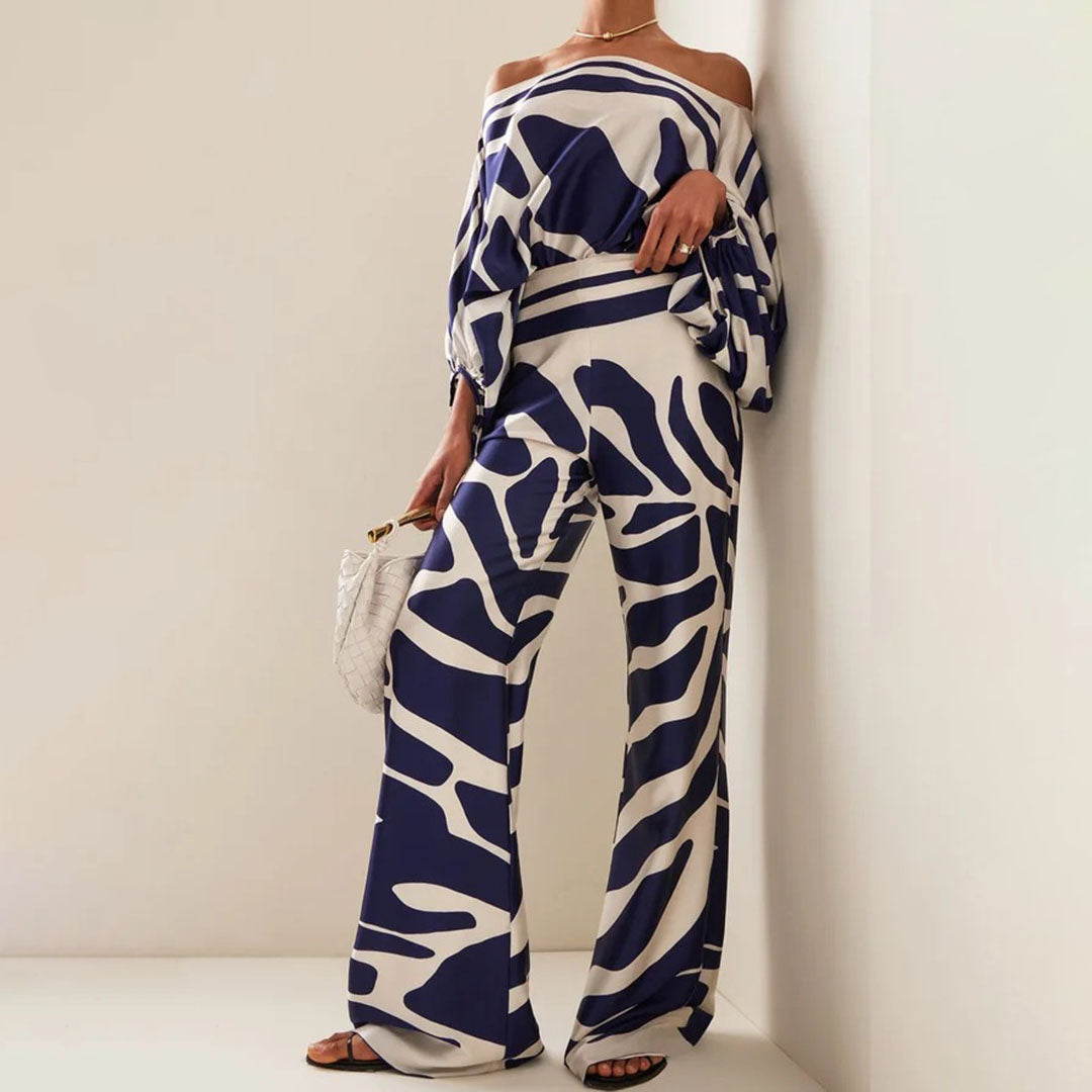 Arlise | Two-piece set with lantern sleeves and wide-leg trousers