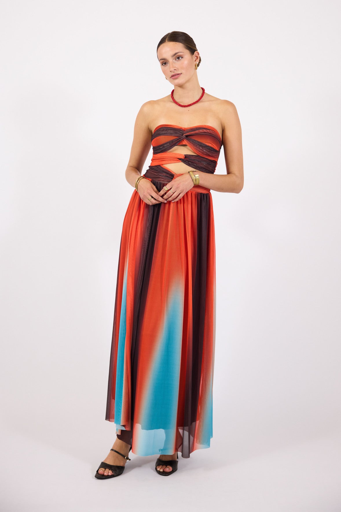 Imogen | Women’s strapless maxi dress with cutout bodice and gradient design