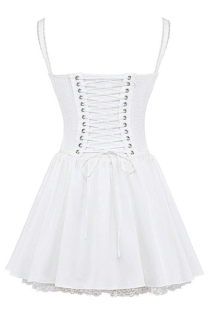 Rosella | Women’s sleeveless lace mini dress with sweetheart neckline
