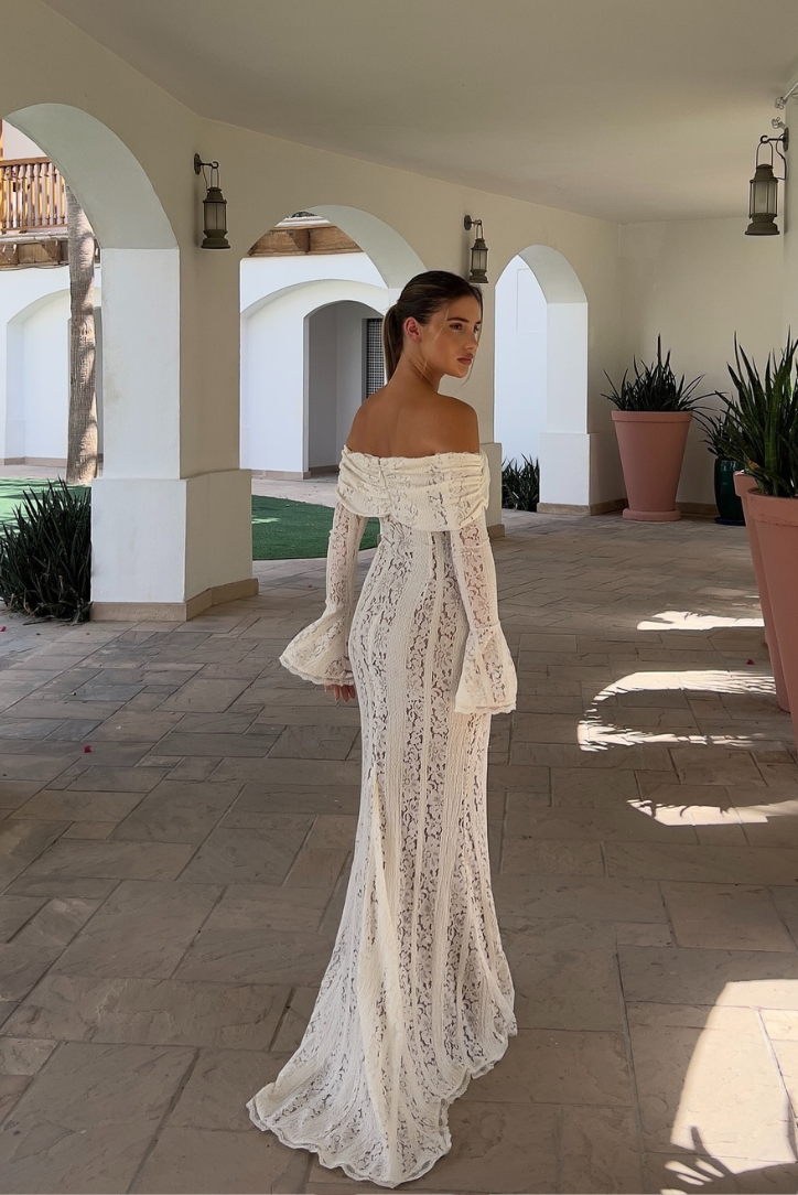 Rose | Women’s lace maxi dress with off-shoulder detail