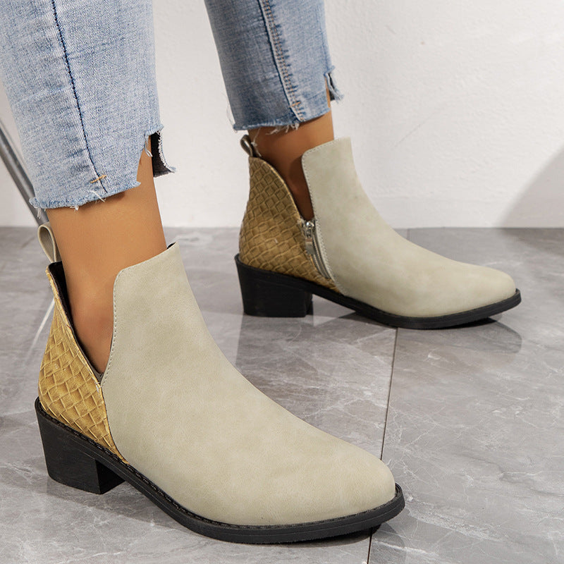 Leslie | Women’s ankle boots with block heel, side zipper and sleek silhouette