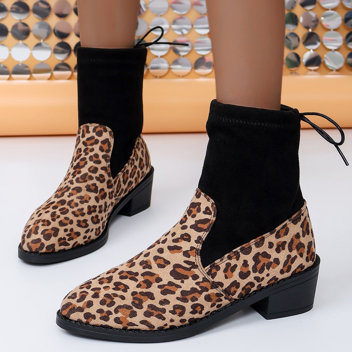Avelina | Boots with leopard print and block heel