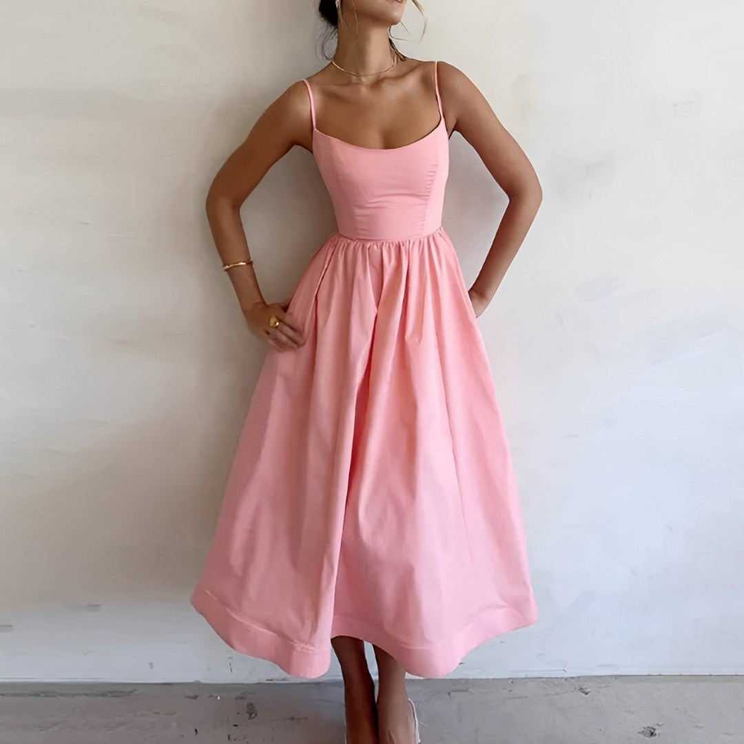 Marie | Women’s summer dress with spaghetti straps and ruched detailing