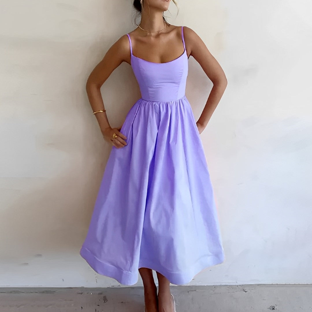Marie | Women’s summer dress with spaghetti straps and ruched detailing