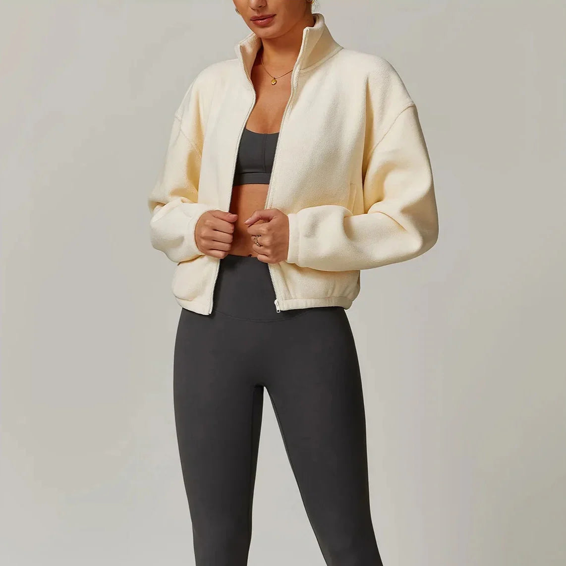 Belan | Women’s fleece jacket with stand collar and full-zip closure
