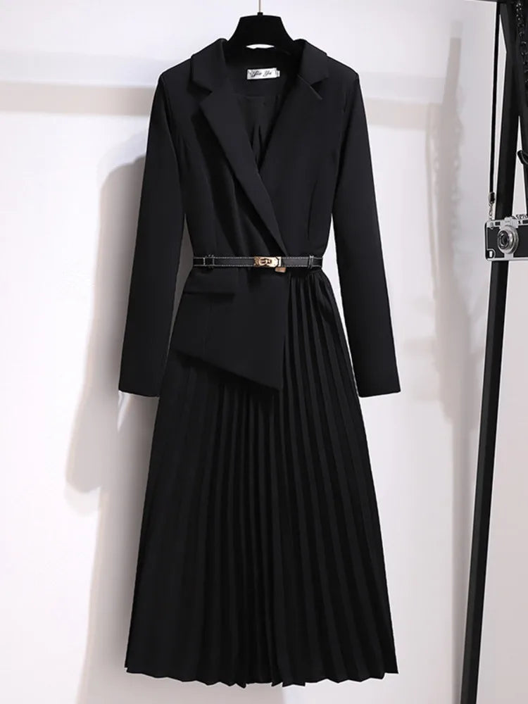 Rory | Pleated belted blazer dress