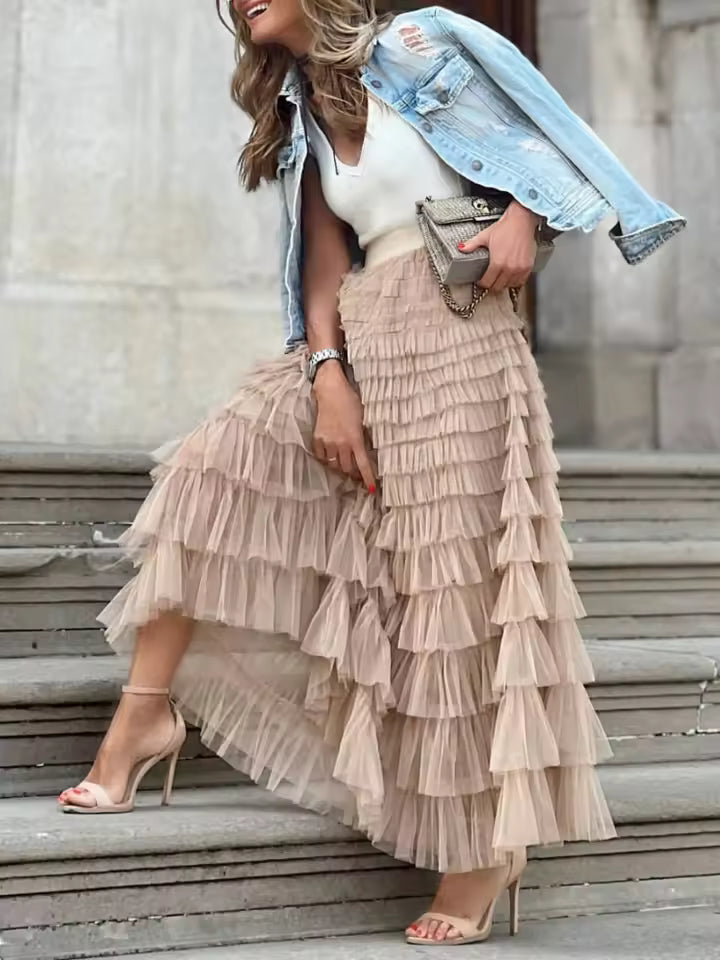 Ariya | Layered ruffle maxi skirt