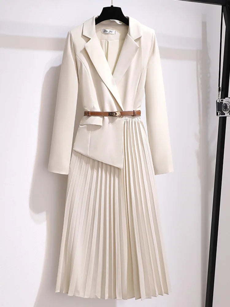 Rory | Pleated belted blazer dress