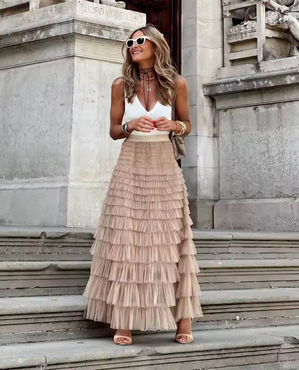 Ariya | Layered ruffle maxi skirt
