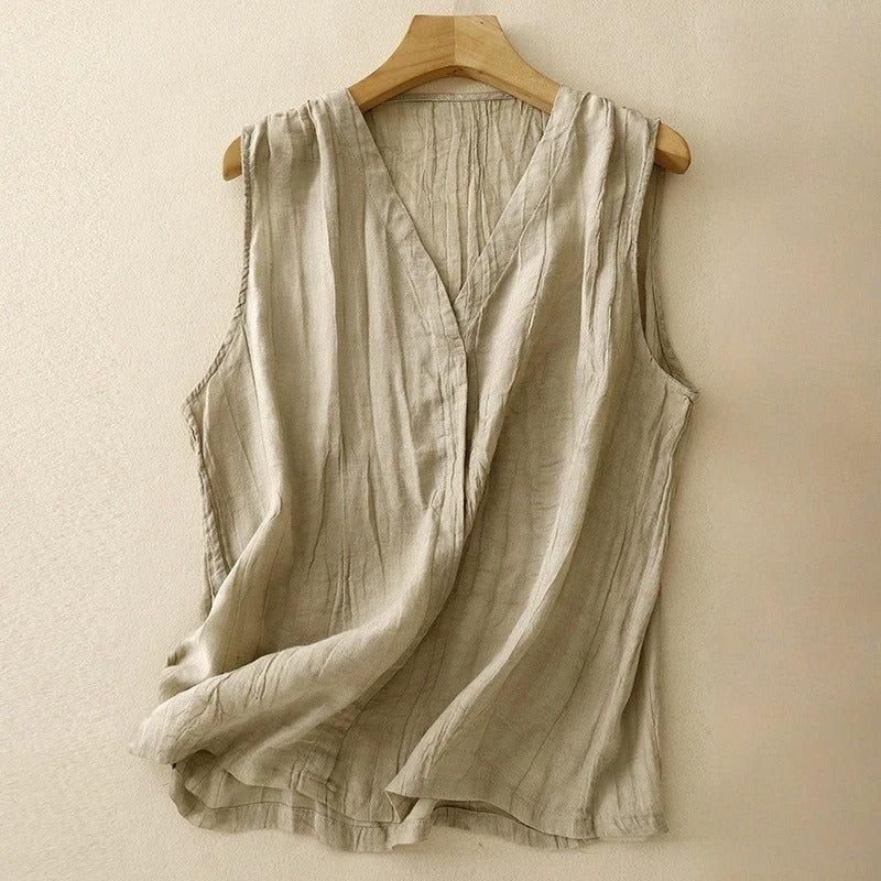 Sabrina | Women’s sleeveless asymmetrical linen blouse