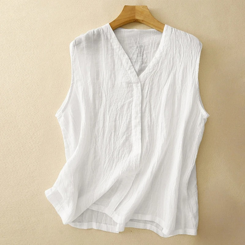 Sabrina | Women’s sleeveless asymmetrical linen blouse