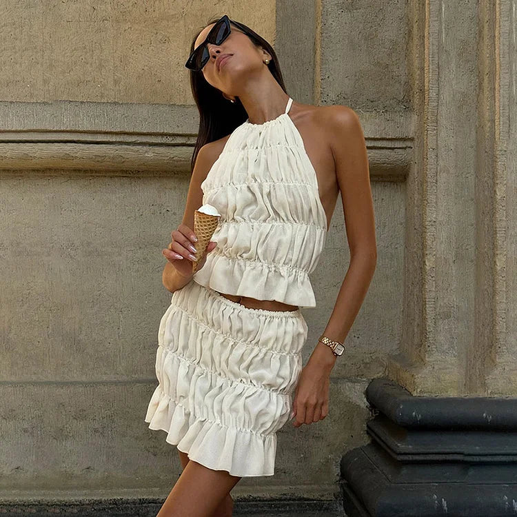 Brielle | Women’s pleated backless two-piece set