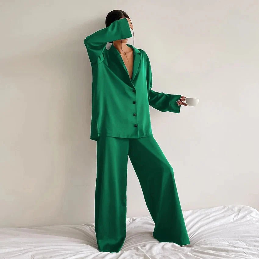 Elisa | Loungewear set with blouse and wide-leg pants